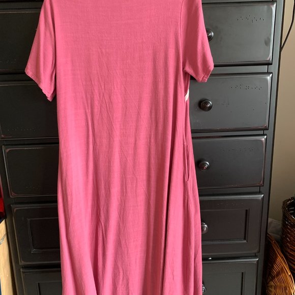 Maxi dress, ANYSIZE 100, dark pink, linen, with detail - Picture 4 of 5